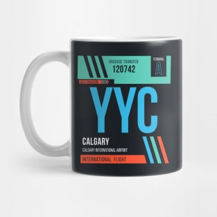 Calgary (YYC) Airport Code Baggage Tag Mug